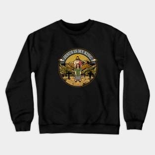 Jesus Is My King - Female Christian Illustration Crewneck Sweatshirt